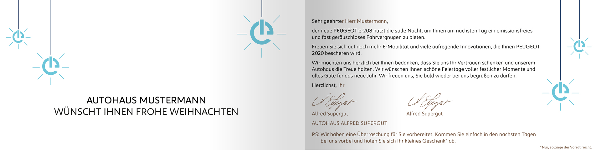 Weihnachts-Mailing Peugeot. Innenansicht