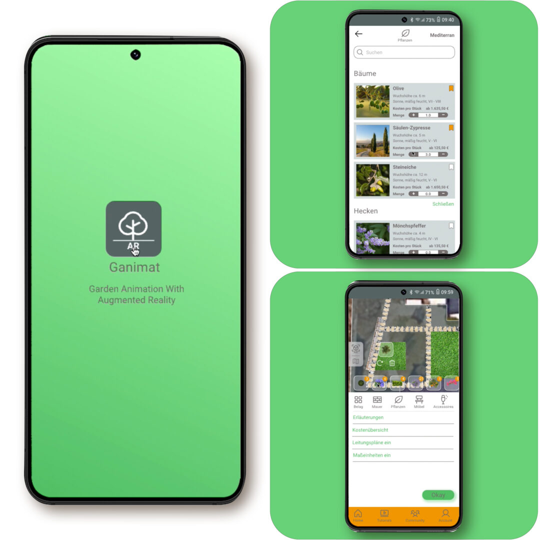 Seiten der Gartenplanungs-App