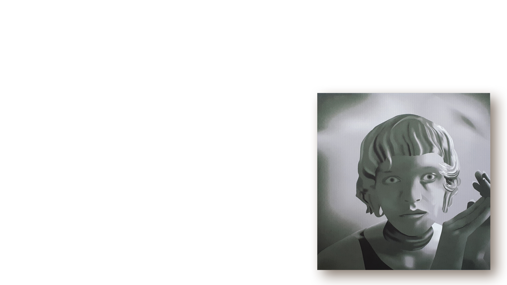 Illustrierter Frauenkopf rechts unten vor transparentem Hintergrund