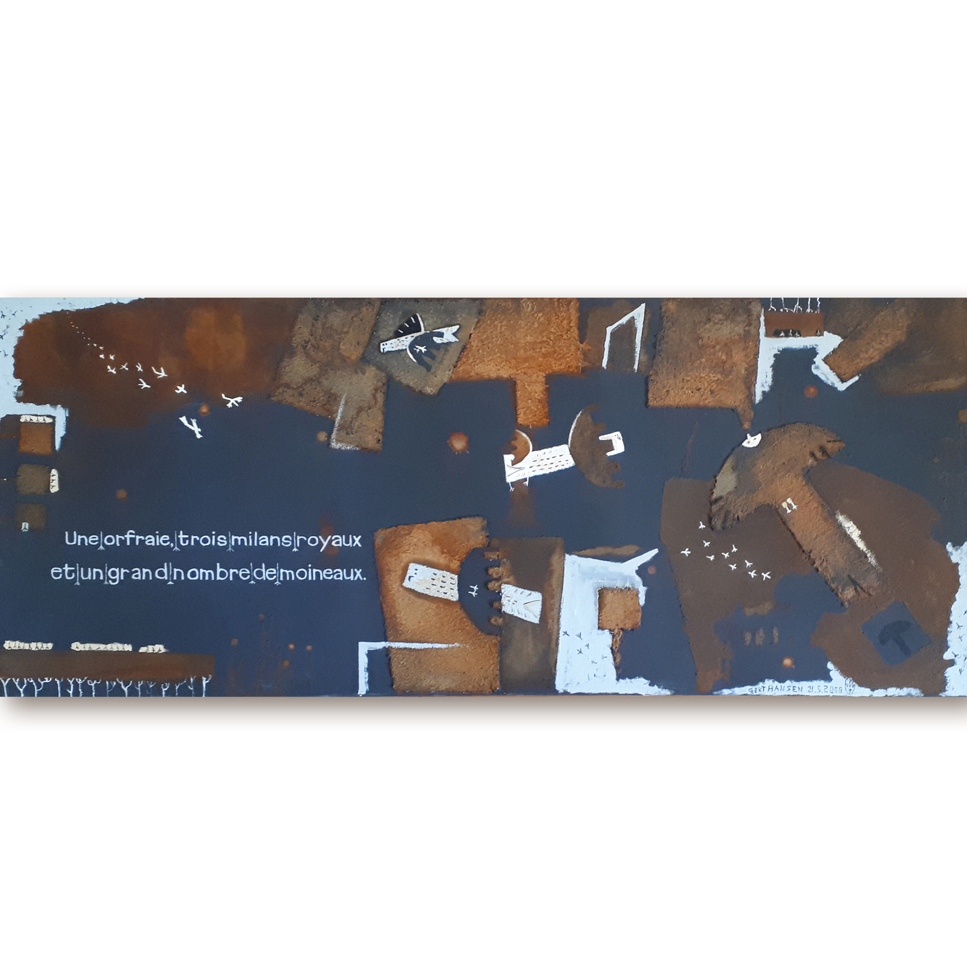 Abstrakte Kunst. Abstraktes Bild mit Vögeln