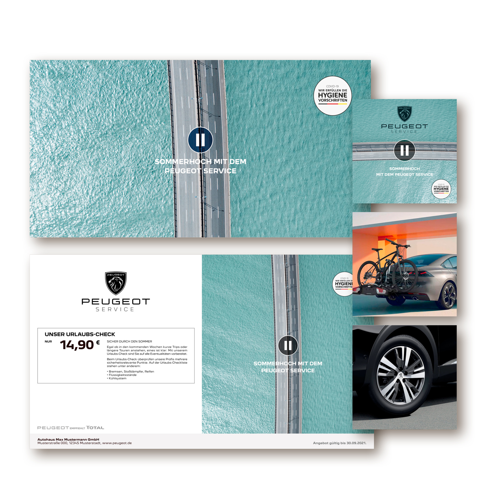 360° Kampagne: PEUGEOT Handelsmarketing. 2 Showroom-Monitore 3 Social Media Visuals