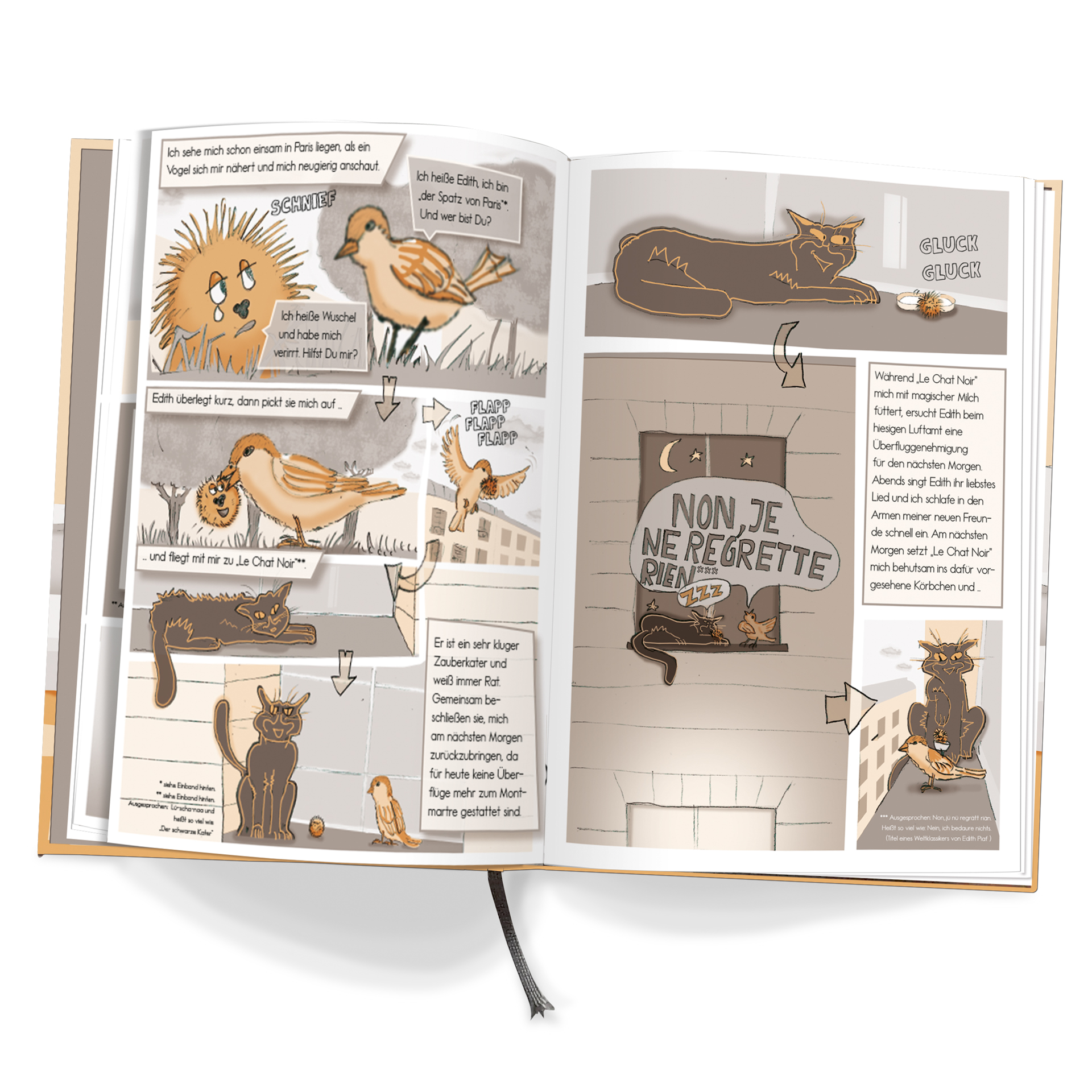 Comicbuch mit Illustrationen eines Hundes