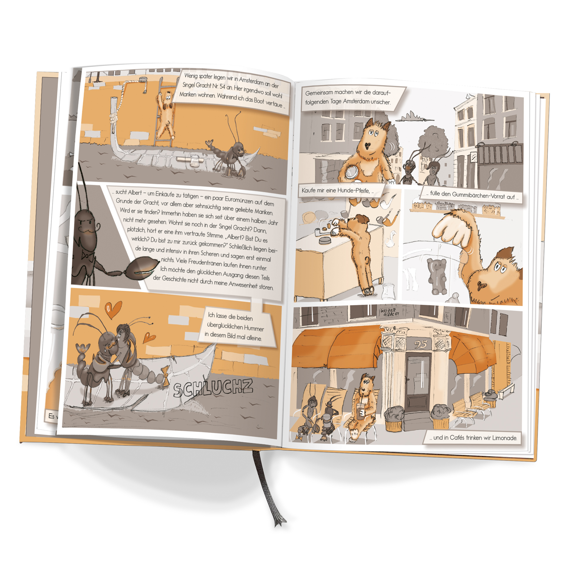 Comicbuch mit Illustrationen eines Hundes